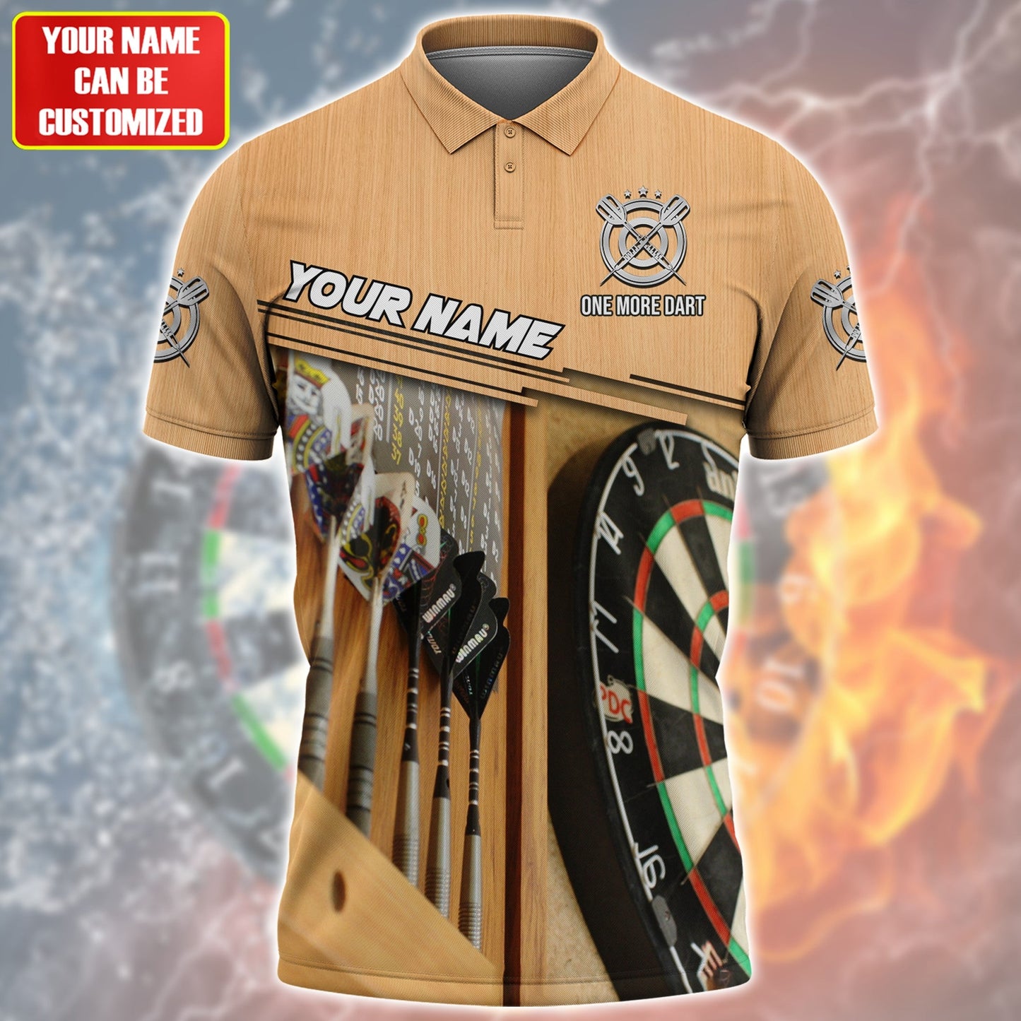 One More Dart Wooden - Personalized Name Dart Player Shirt P110501