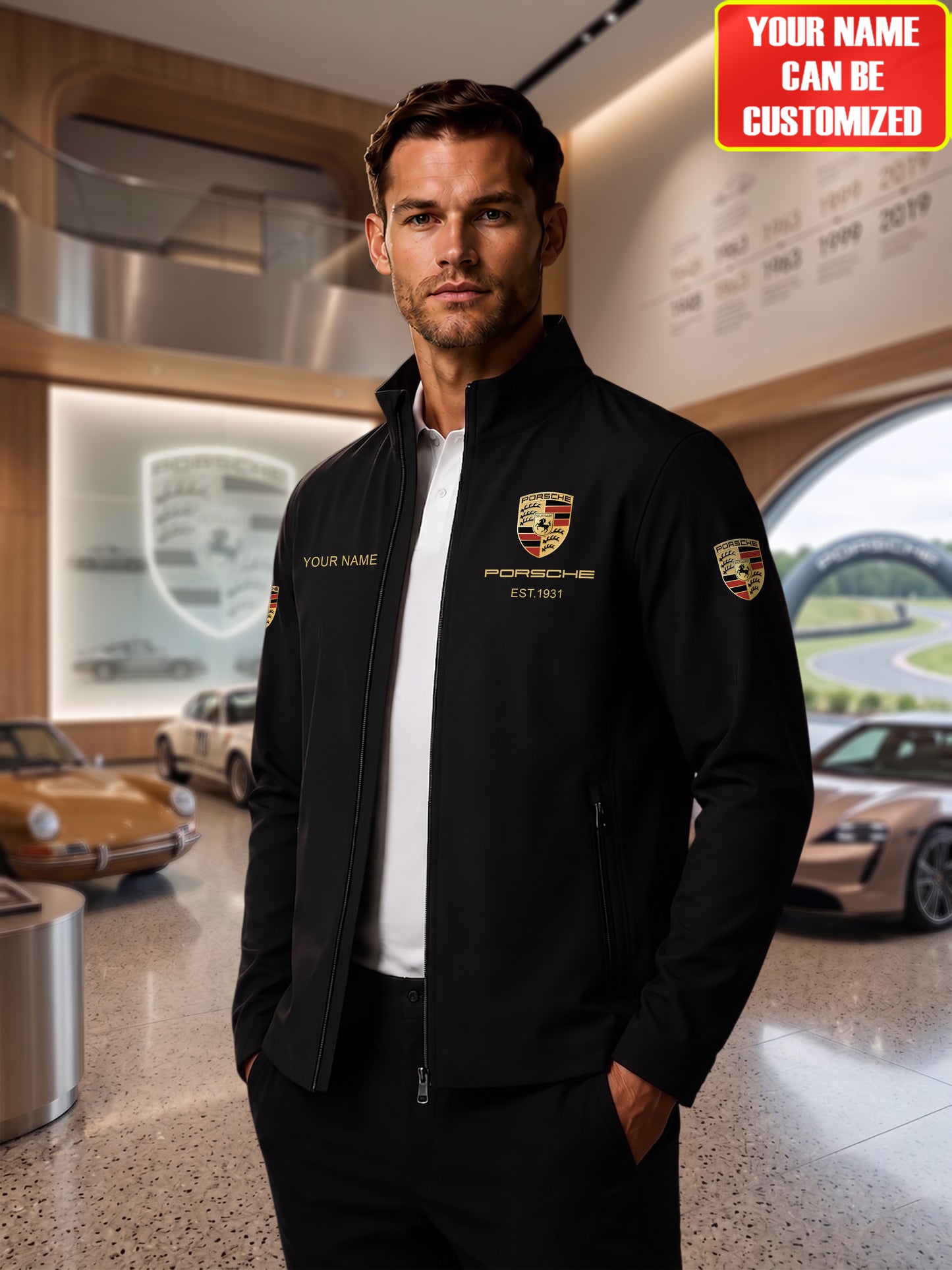 Personalized Pors Est.1931 Zipper Stand Collar Jacket