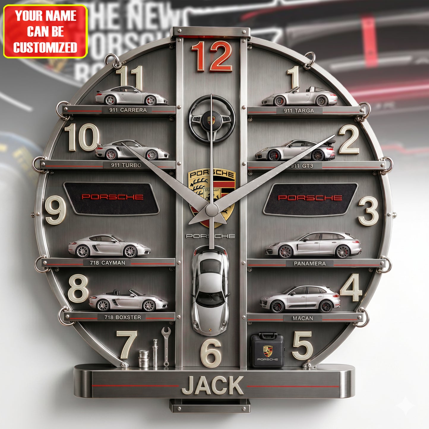 Pors Cars Version 3D Visual Effect Acrylic Wall Clock
