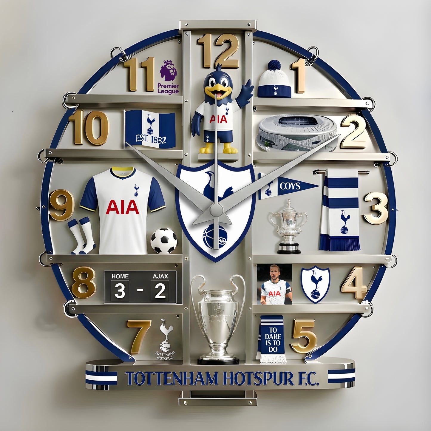 Tottenham Home Decorative 3D Visual Effect Acrylic Wall Clock