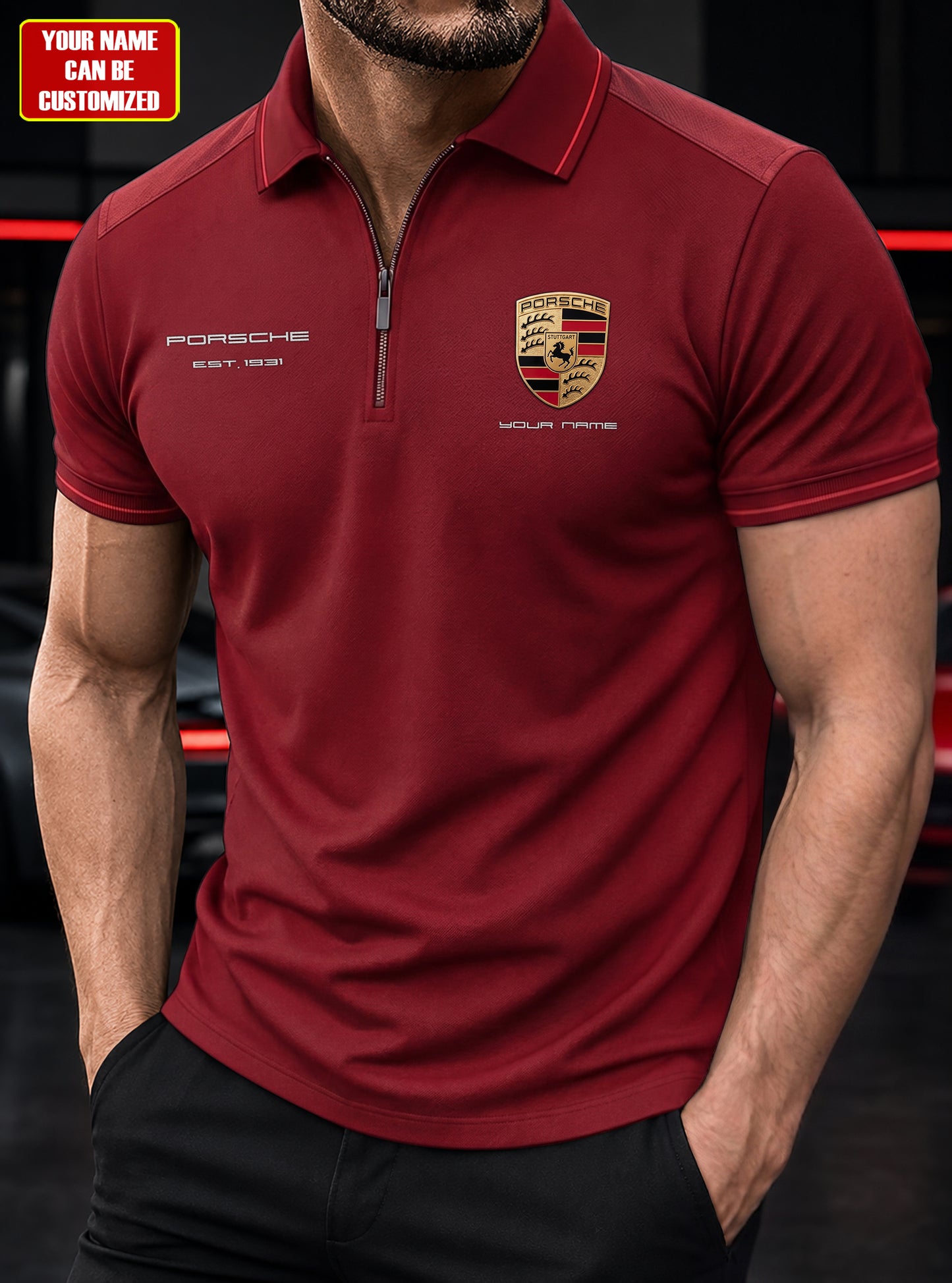 Personalized Porsche Division Zipper Polo ,T-shirt, Hoodie , Short , Polo , hawaii
