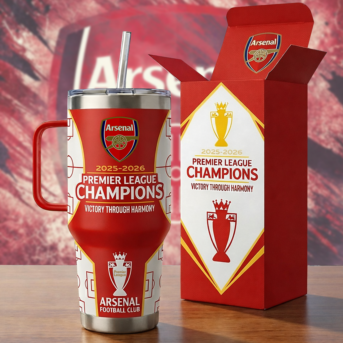Arsenal Champions Leguage 25/26 Insurance Tumbler 30oz 40oz