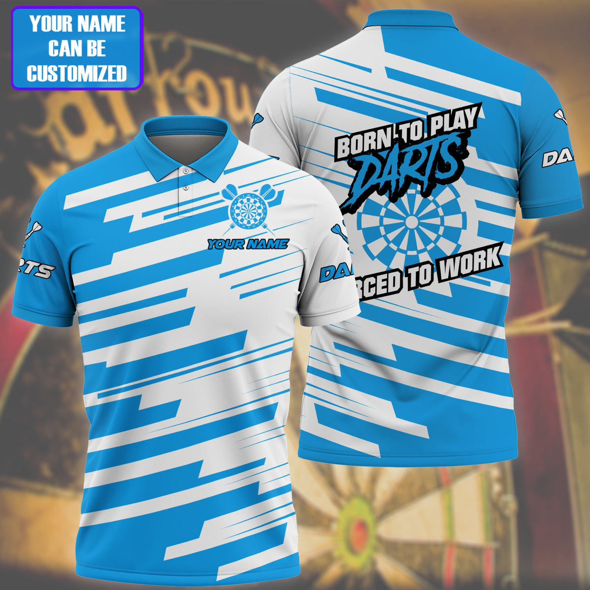 Personalized Name Dart Blue Sport  3D Polo Shirt