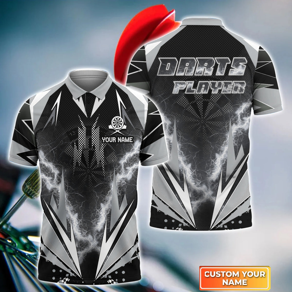 Personalized Name Darts Player All Over Printed Unisex Shirt Silver Version P160301