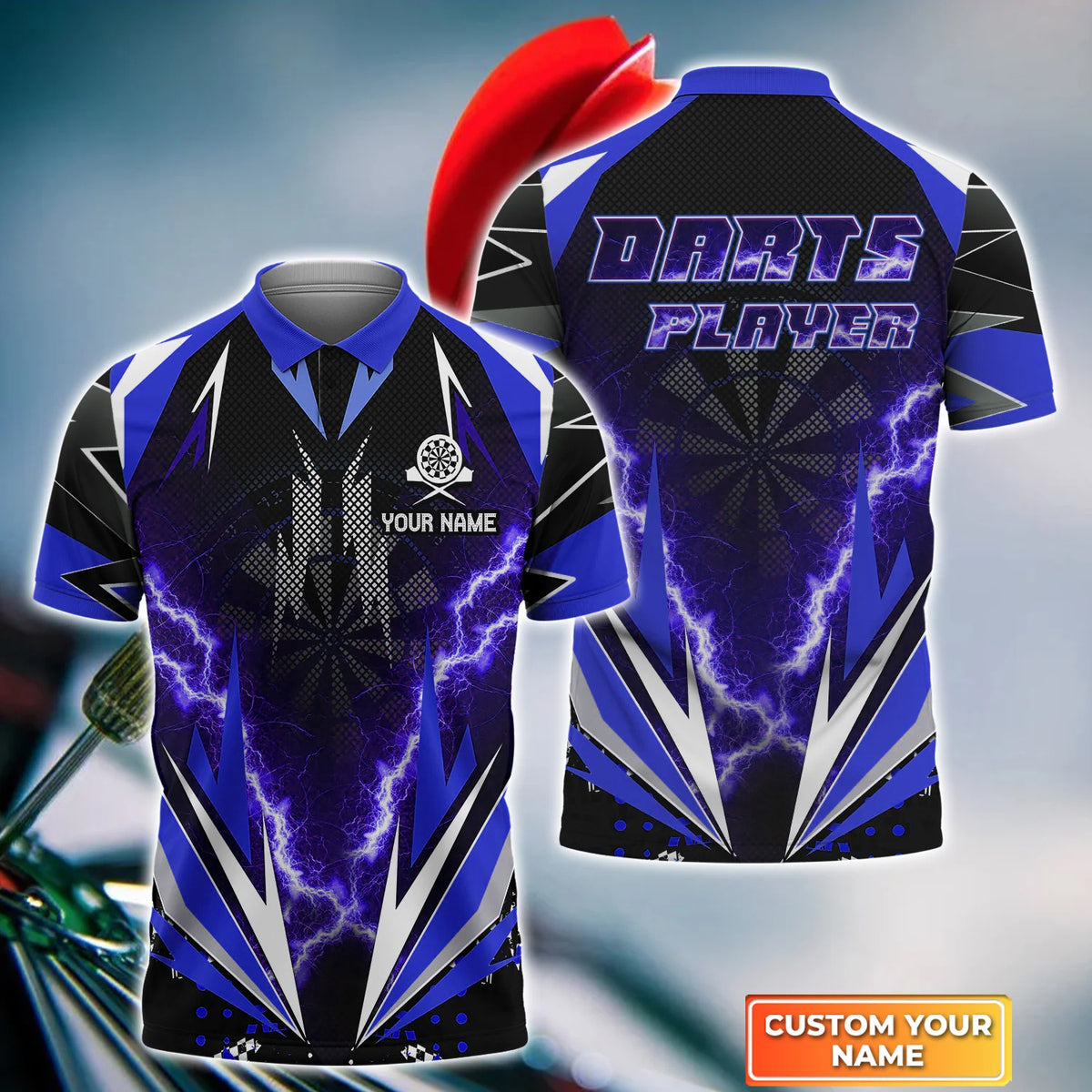 Personalized Name Darts Player All Over Printed Unisex Shirt Blue 2 Version P160301
