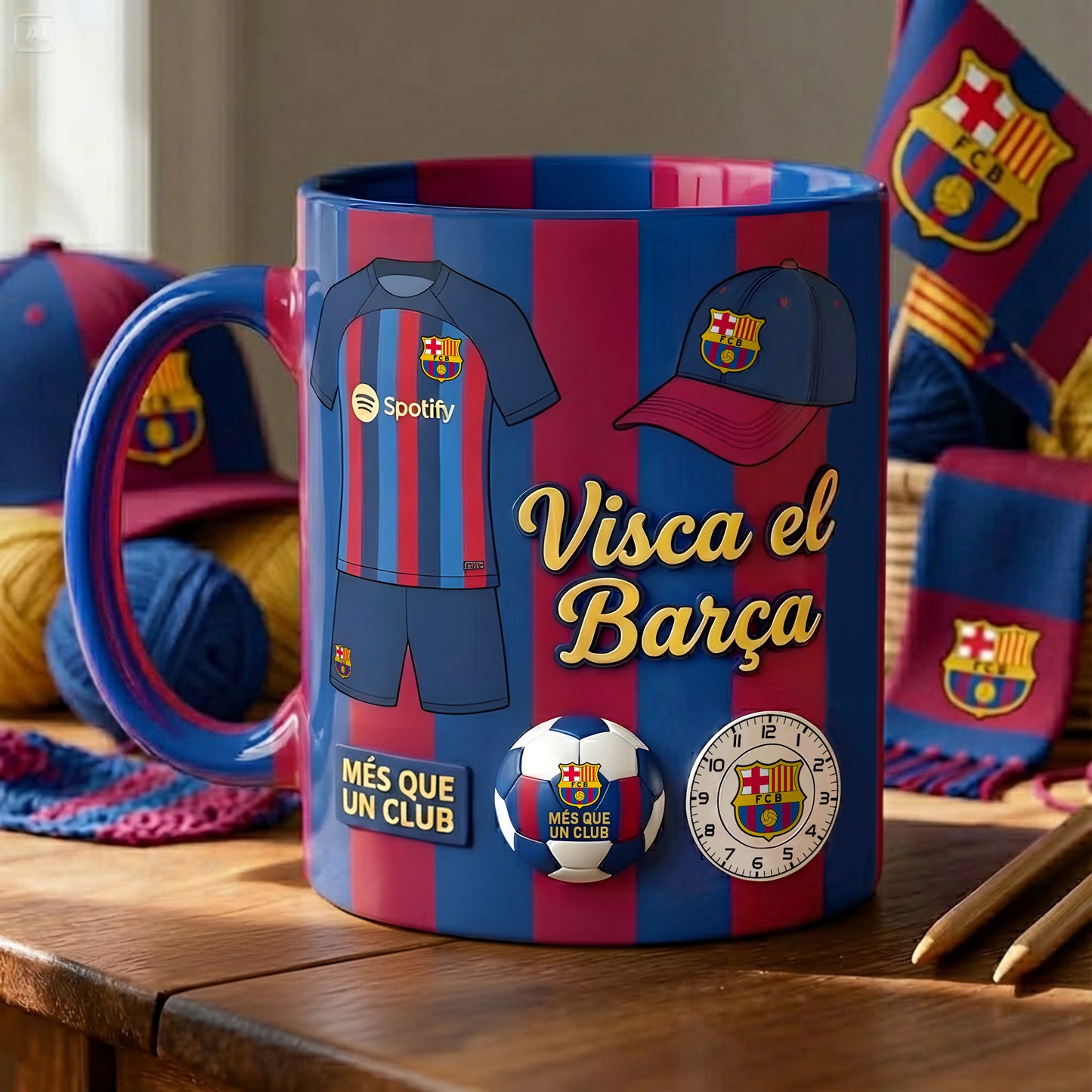 Barca FC Visca el barca Accent Mug , Cream Mug Gifts , Holiday Gifts