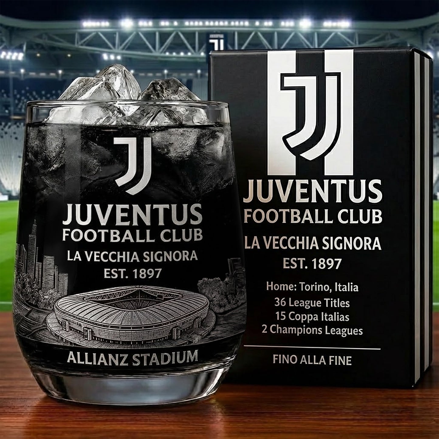Juve Est 1897 Stadium Whisky , Whiskey Glass , Holiday Gift