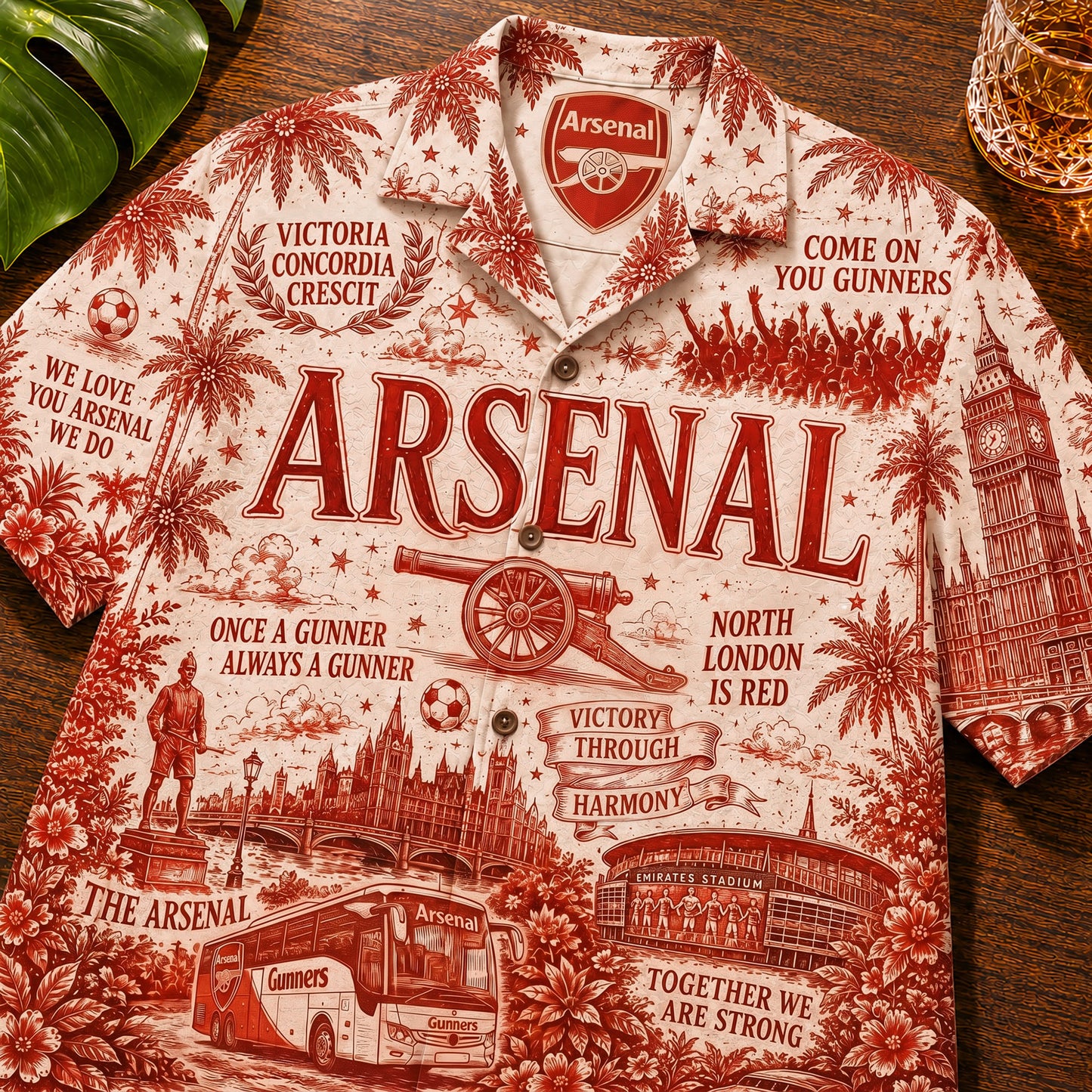 Arsenal Victory Pattern Hawaii Shirt Beach Short