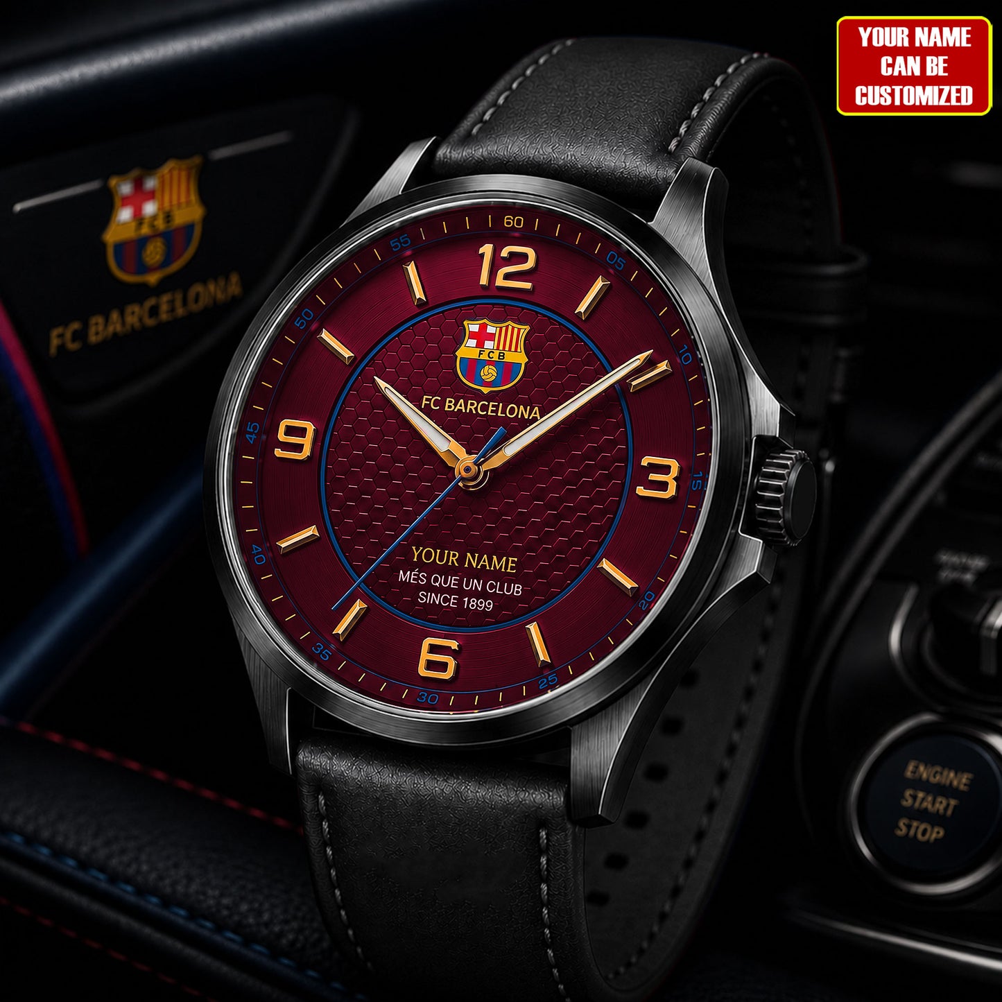 Personalized Barca FC Since 1899 Leather Strap Watch