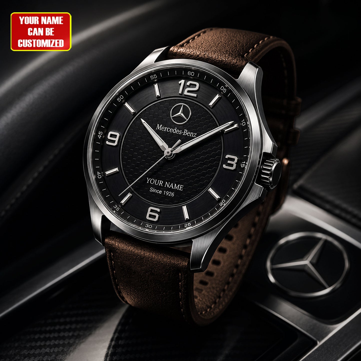 Personalized Merc Since 1926 Leather Strap Watch