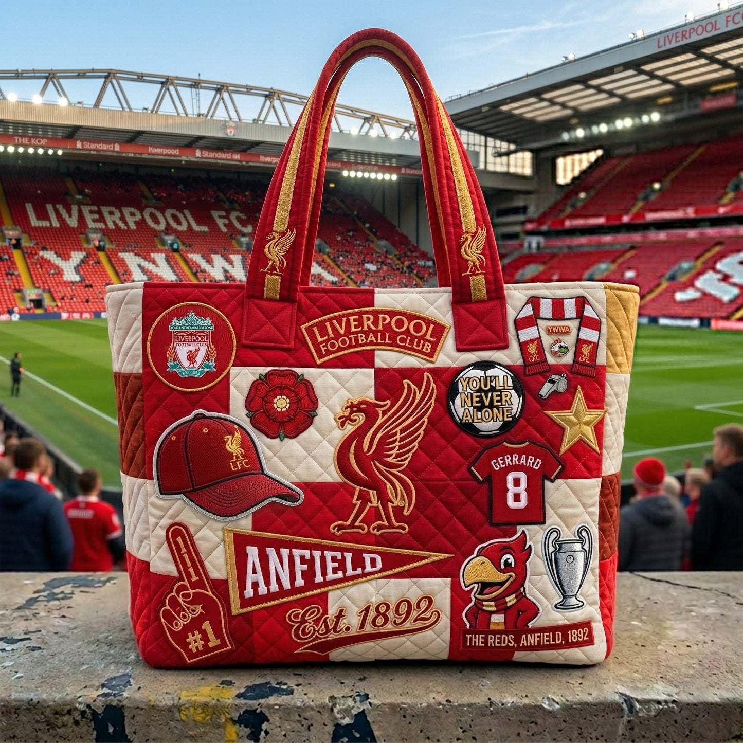 Personalized LVP FC Anfield Quilted Tote Bag