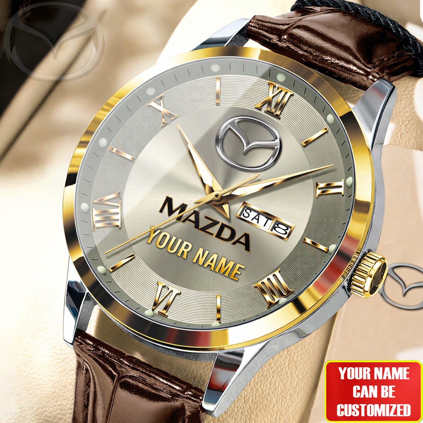 Personalized Mazd Luxury Leather Strap Watch