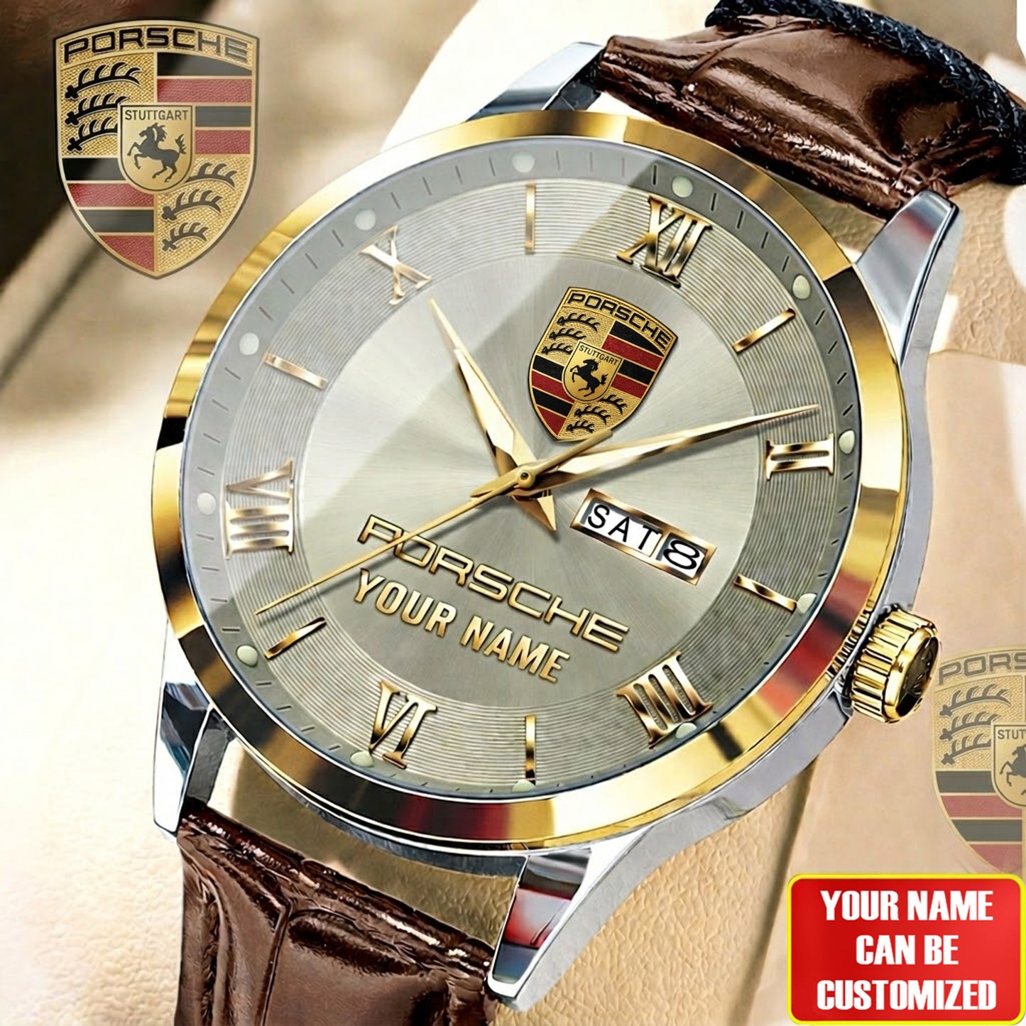 Personalized Pors Luxury Leather Strap Watch