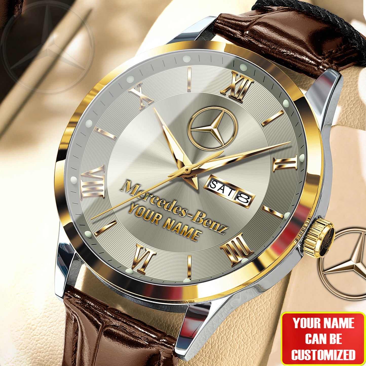 Personalized Merc Luxury Leather Strap Watch