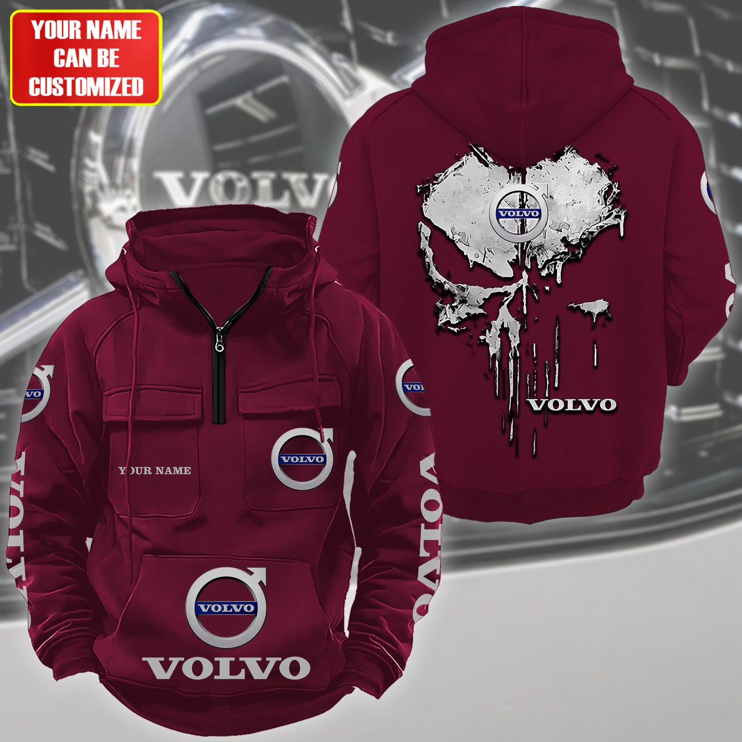 Personalized Vv Skull Retro Cotton Hoodie