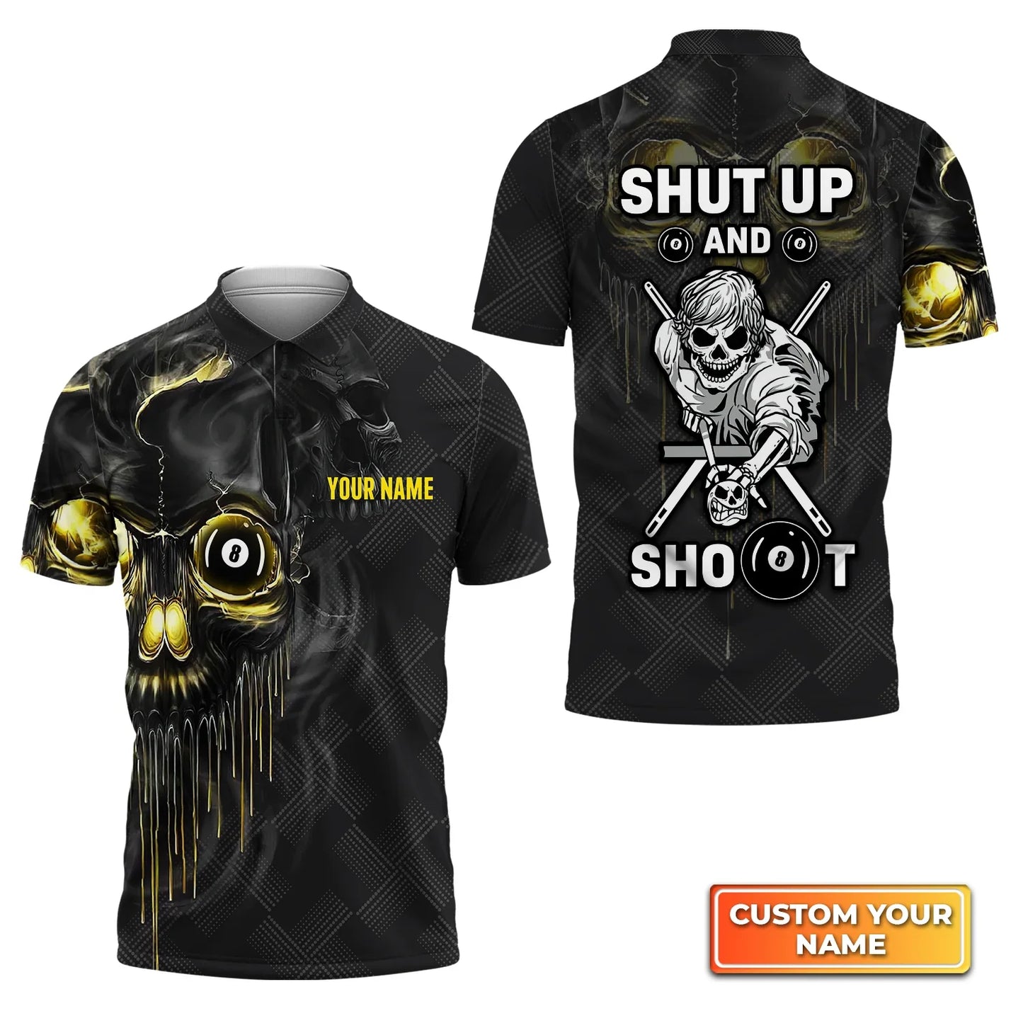 Personalized Name Pool Shut Up And Shoot 3D Shirt For Billiard Players