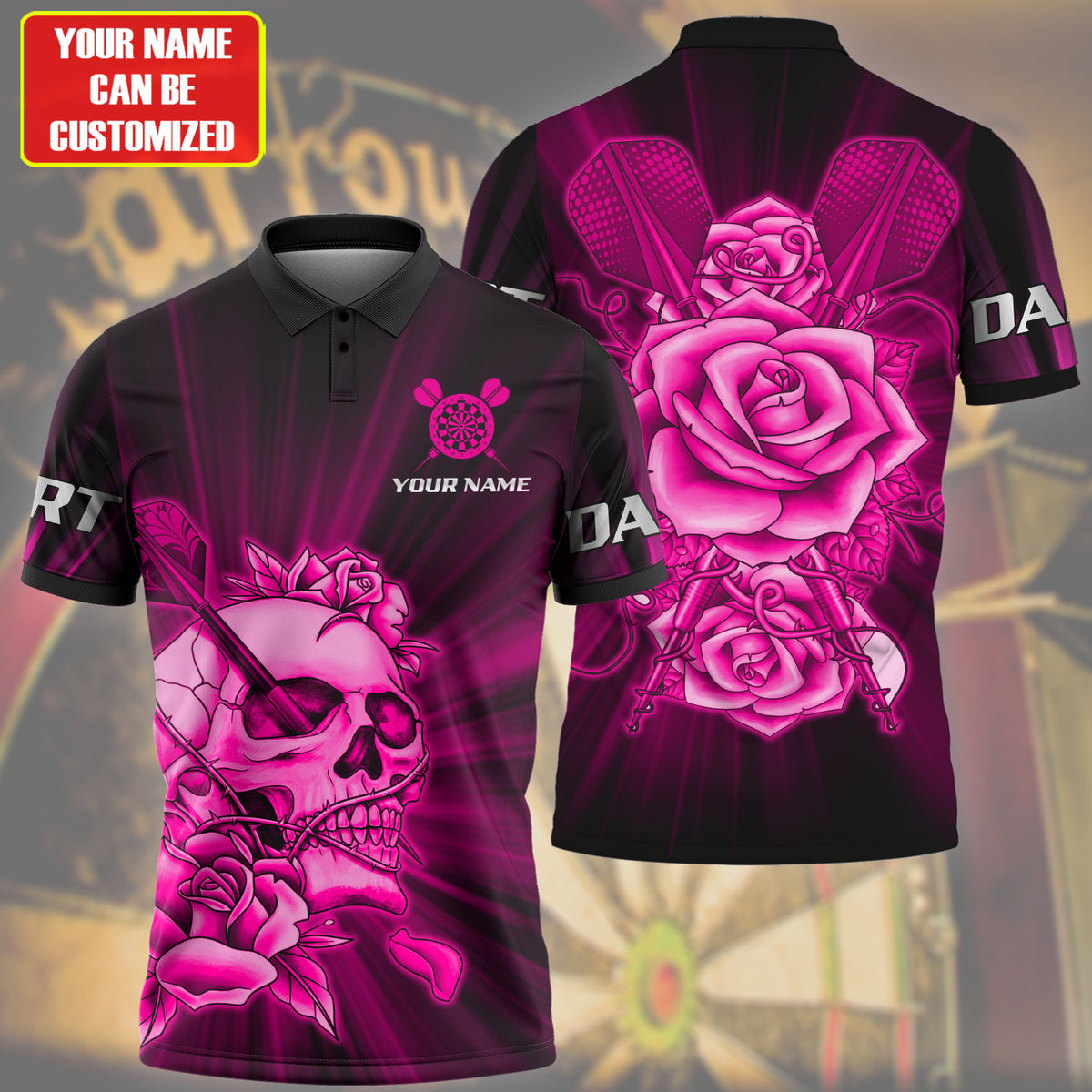 Personalized Name Pink Darts Rose All Over Printed Unisex Shirt Q010306