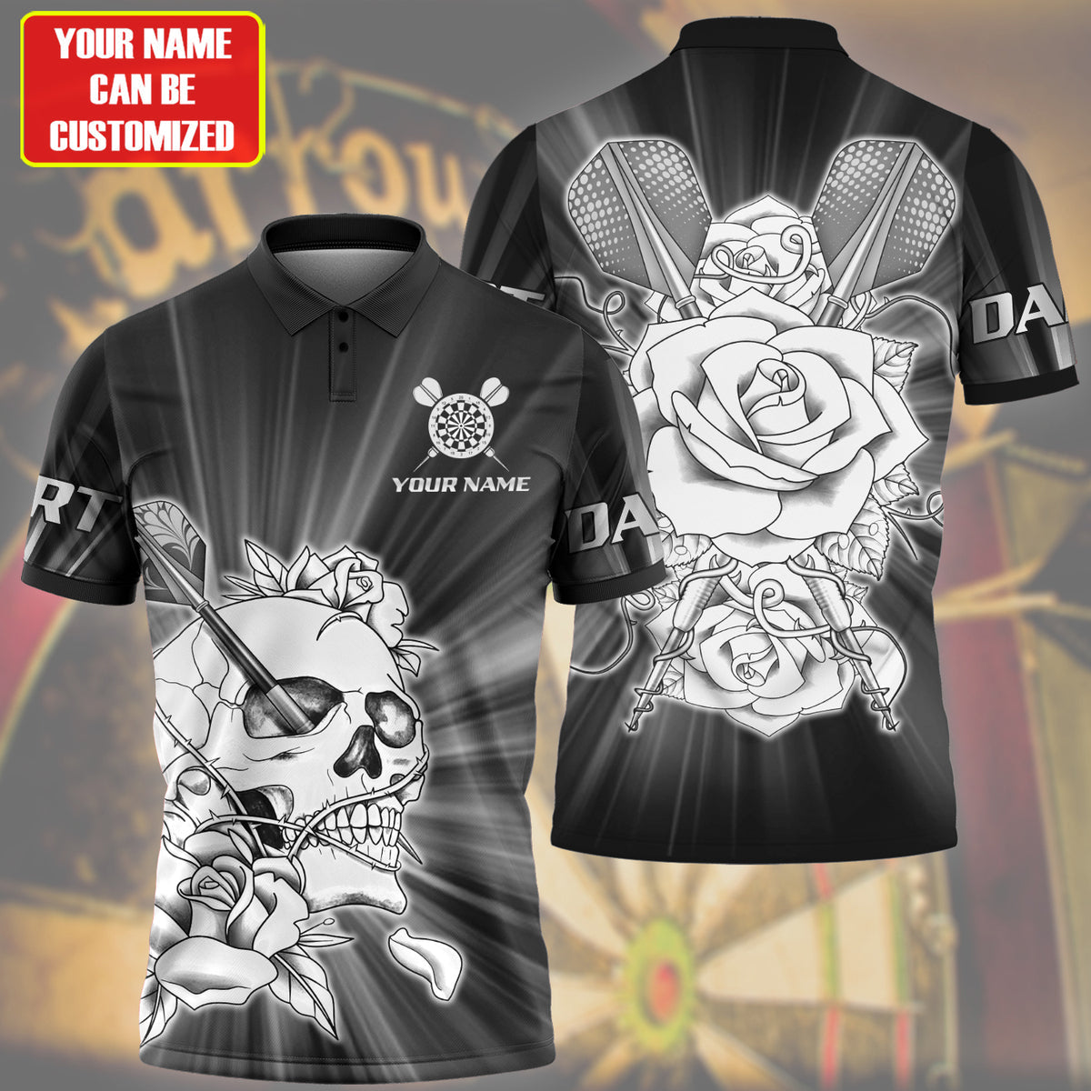 Personalized Name Black Darts Rose All Over Printed Unisex Shirt Q010306