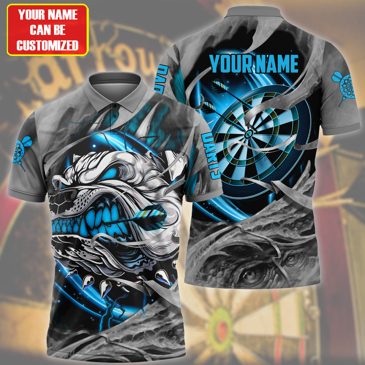 Personalized Teal Bulldog Darts All Over Printed Unisex Shirt Q010601