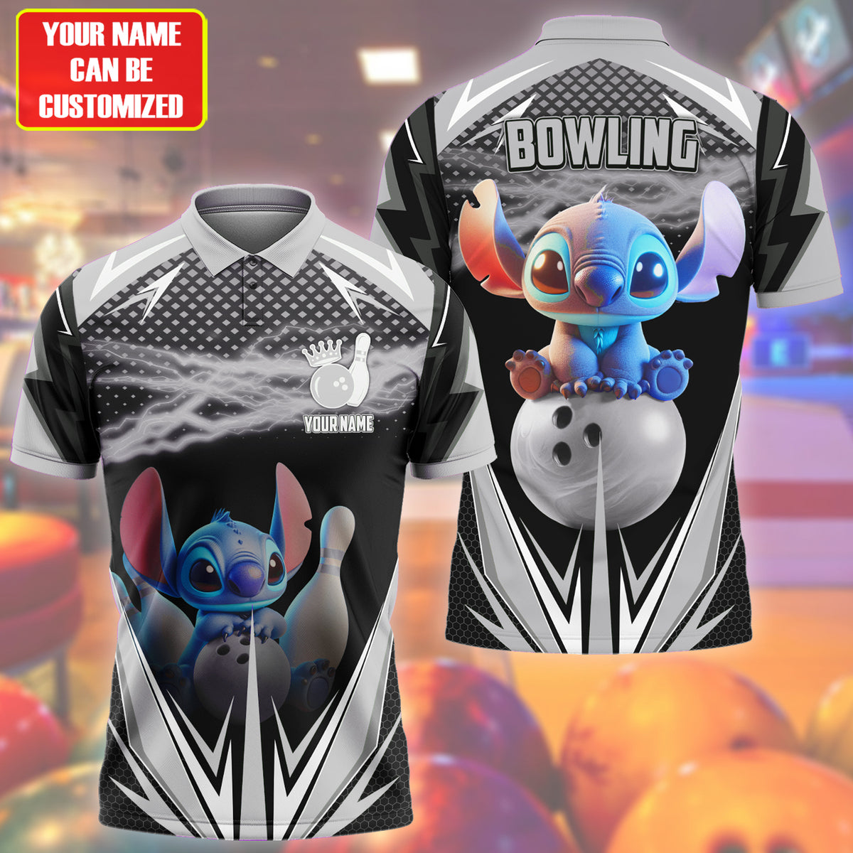 Personalized Name Cute ST Bowling Black Version All Over Printed Unisex Shirt Q020706