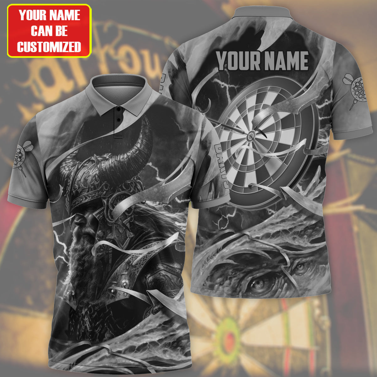 Personalized Name Black Vikings Darts All Over Printed Unisex Shirt Q030803