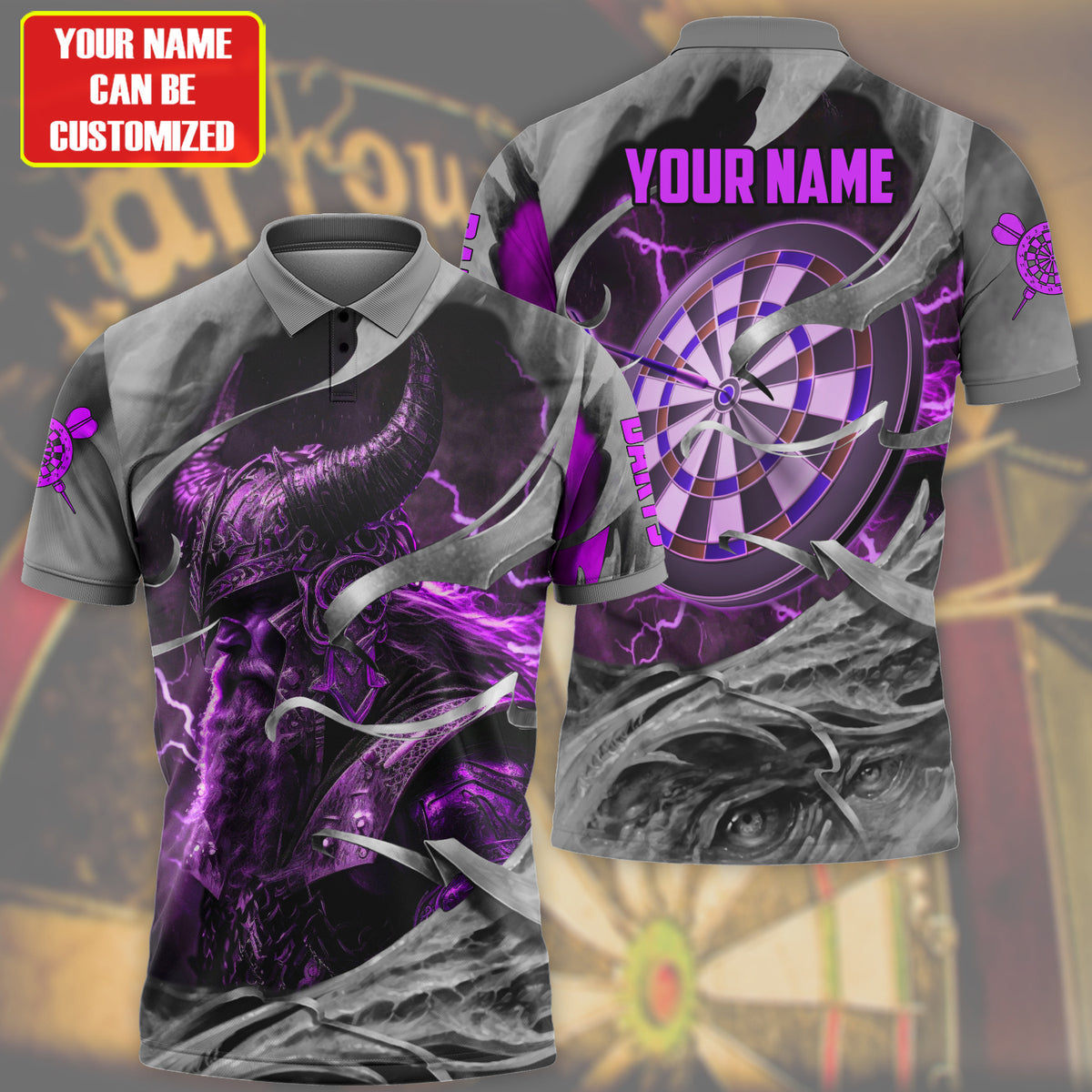 Personalized Name Purple Vikings Darts All Over Printed Unisex Shirt Q030803