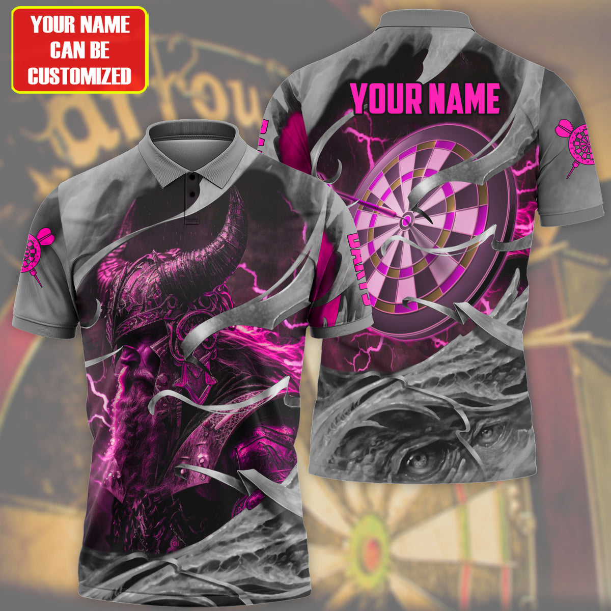 Personalized Name Pink Vikings Darts All Over Printed Unisex Shirt Q030803