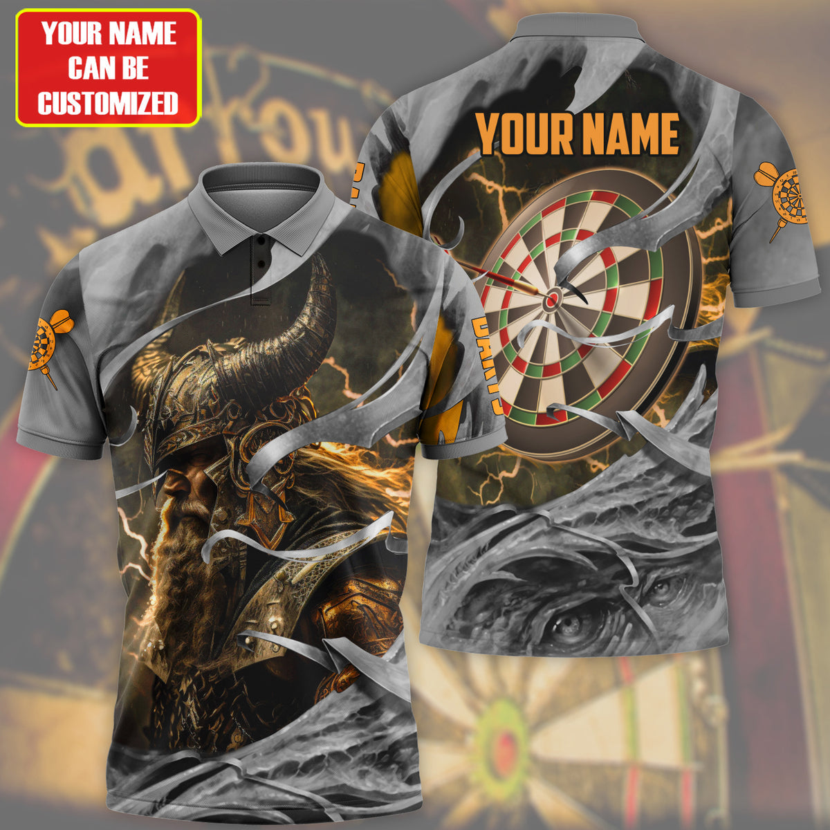 Personalized Name Yellow Vikings Darts All Over Printed Unisex Shirt Q030803