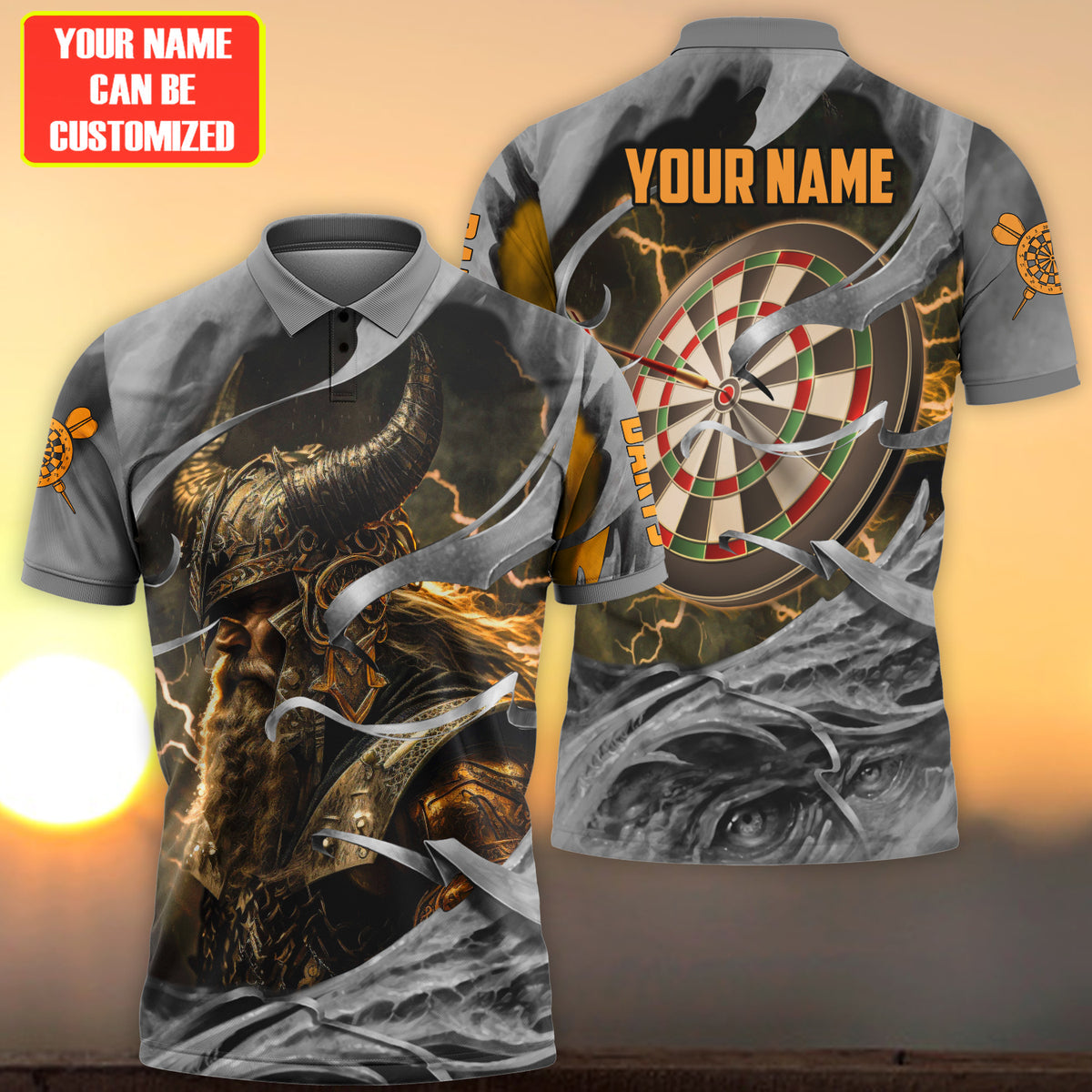 Personalized Name Yellow Vikings Darts All Over Printed Unisex Shirt Q030803