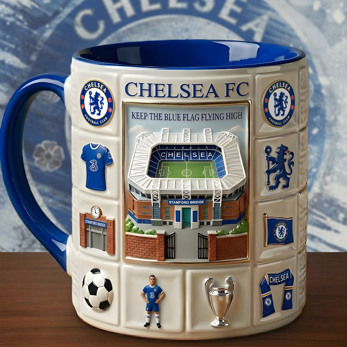Chelsea Stadium Accent Mug , Cream Mug Gifts , Holiday Gifts