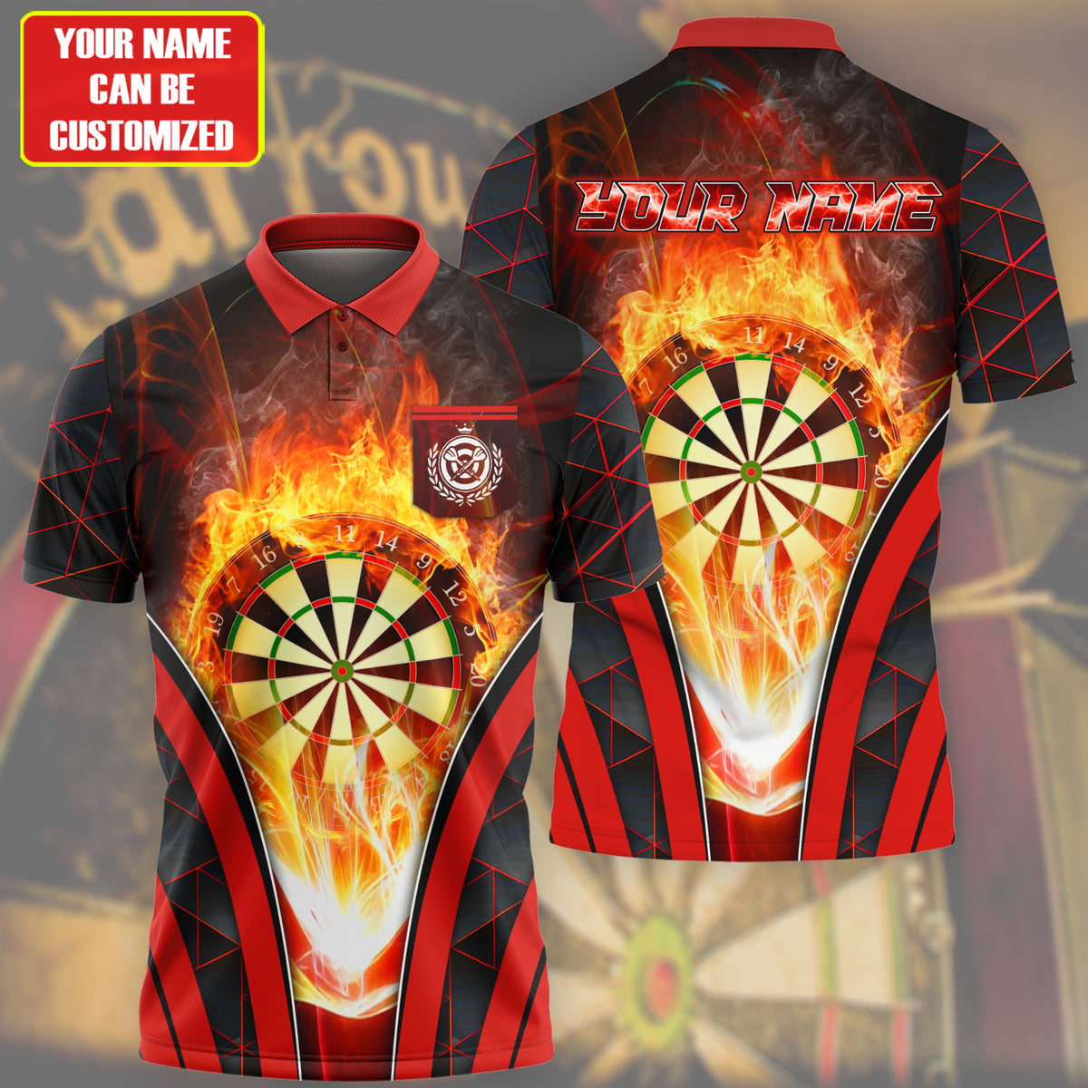Personalized Name Red Darts Flame All Over Printed Unisex Shirt Q050406