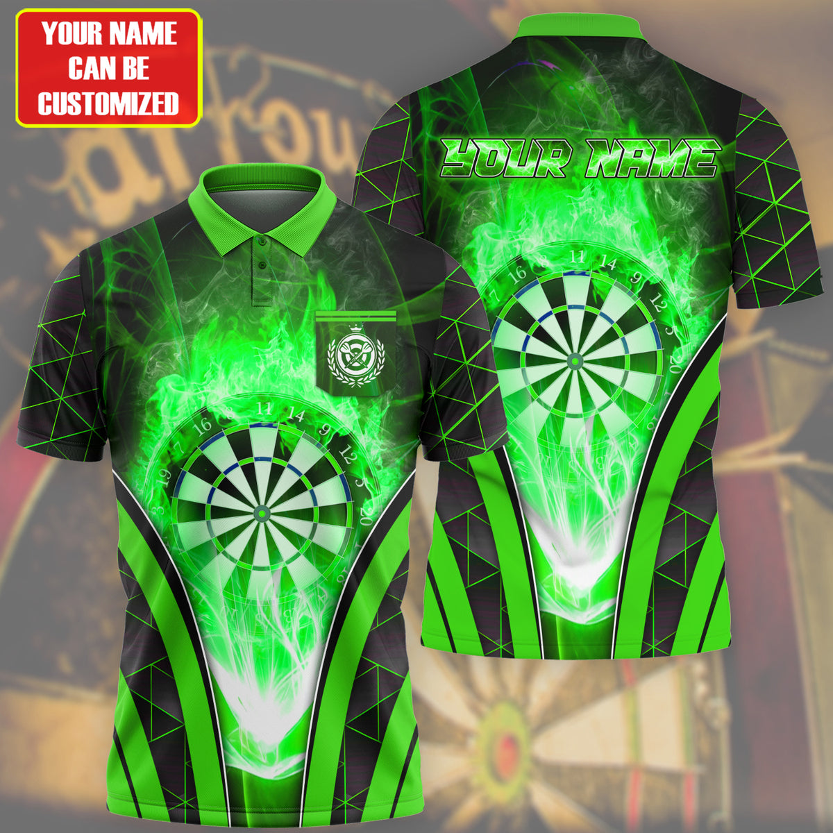 Personalized Name Green Darts Flame All Over Printed Unisex Shirt Q050406