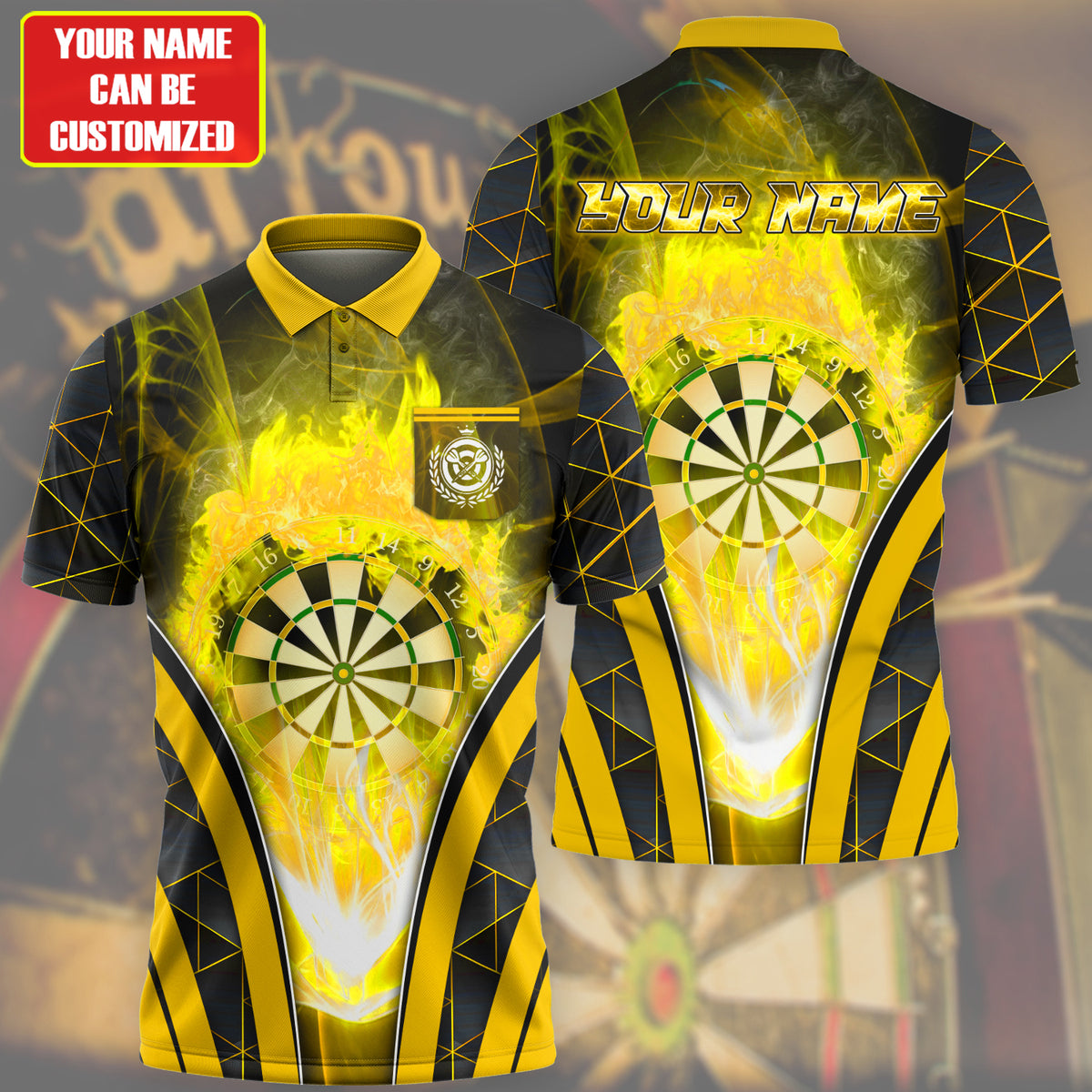 Personalized Name Yellow Darts Flame All Over Printed Unisex Shirt Q050406