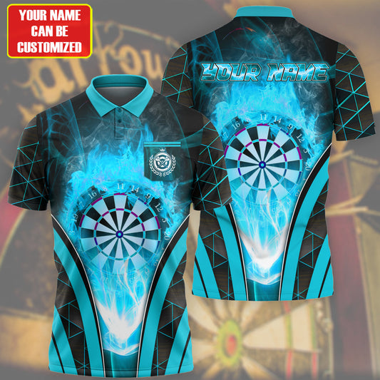 Personalized Name Teal Darts Flame All Over Printed Unisex Shirt Q050406