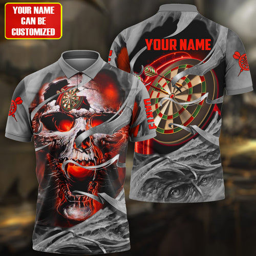 Personalized Name Skull Darts Gothic Red Version All Over Printed Unisex Shirt Q050501
