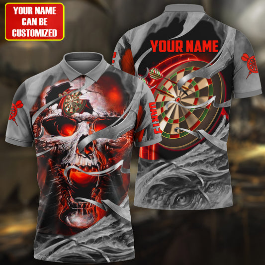 Personalized Name Skull Darts Gothic Red Version All Over Printed Unisex Shirt Q050501