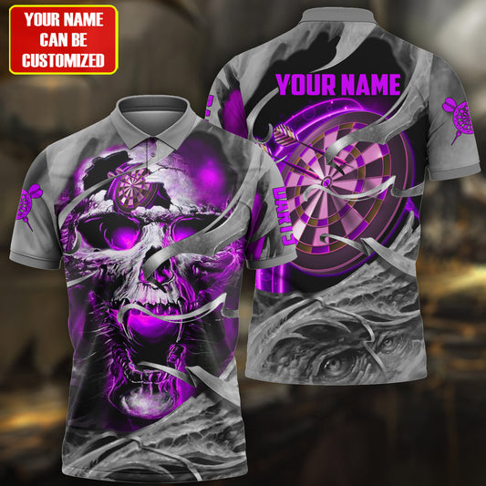 Personalized Name Skull Darts Gothic Purple Version All Over Printed Unisex Shirt Q050501