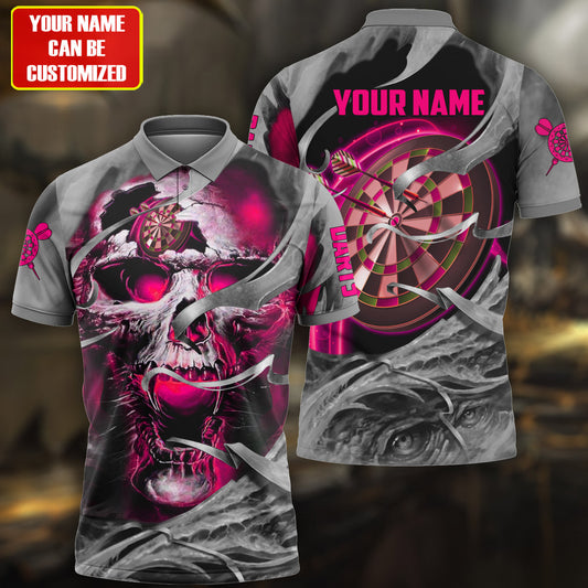 Personalized Name Skull Darts Gothic Pink Version All Over Printed Unisex Shirt Q050501