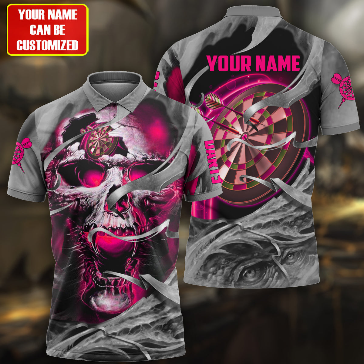 Personalized Name Skull Darts Gothic Pink Version All Over Printed Unisex Shirt Q050501