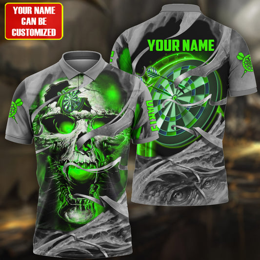 Personalized Name Skull Darts Gothic Green Version All Over Printed Unisex Shirt Q050501