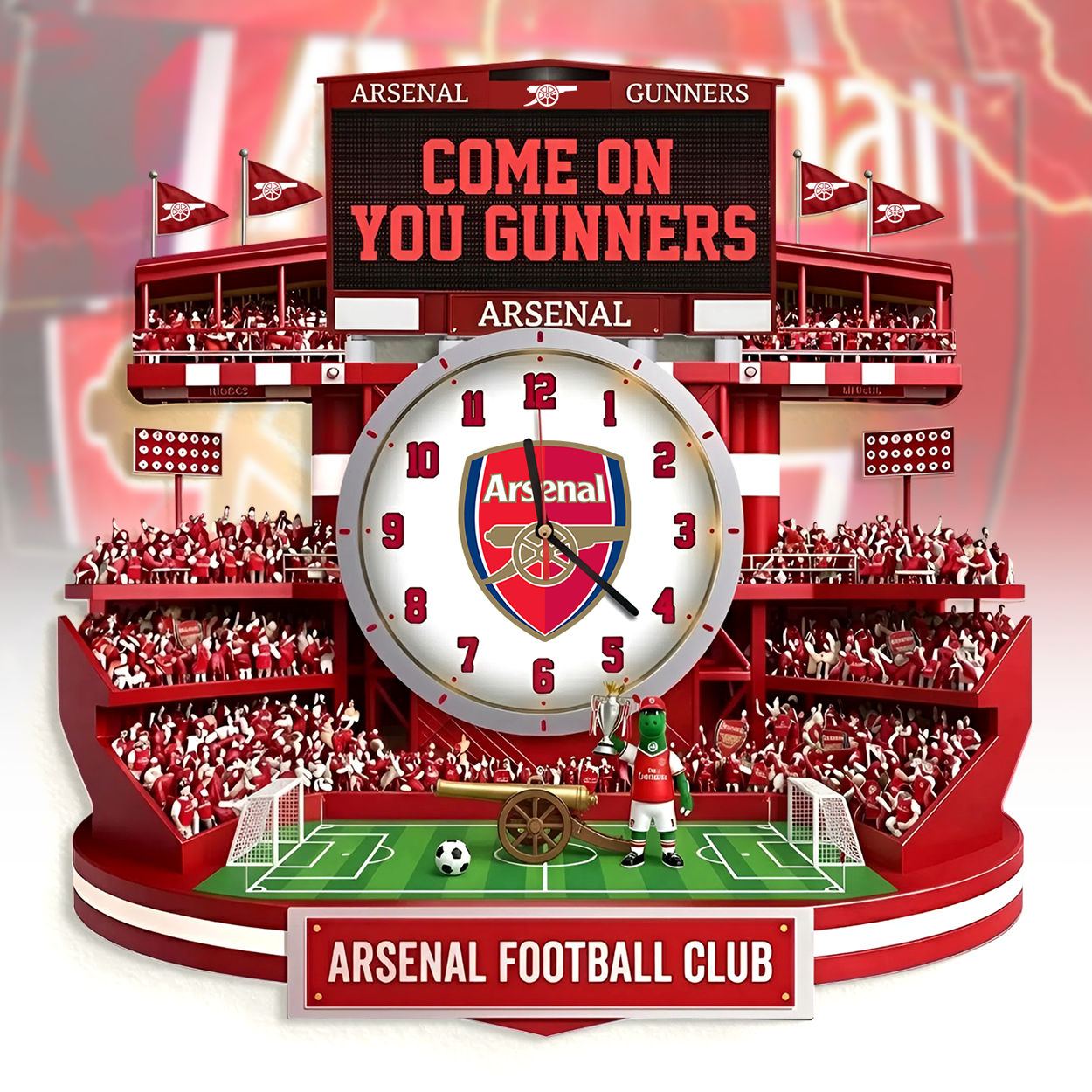 Arsenal Stadium Home Decorative 3D Visual Effect Acrylic Wall Clock