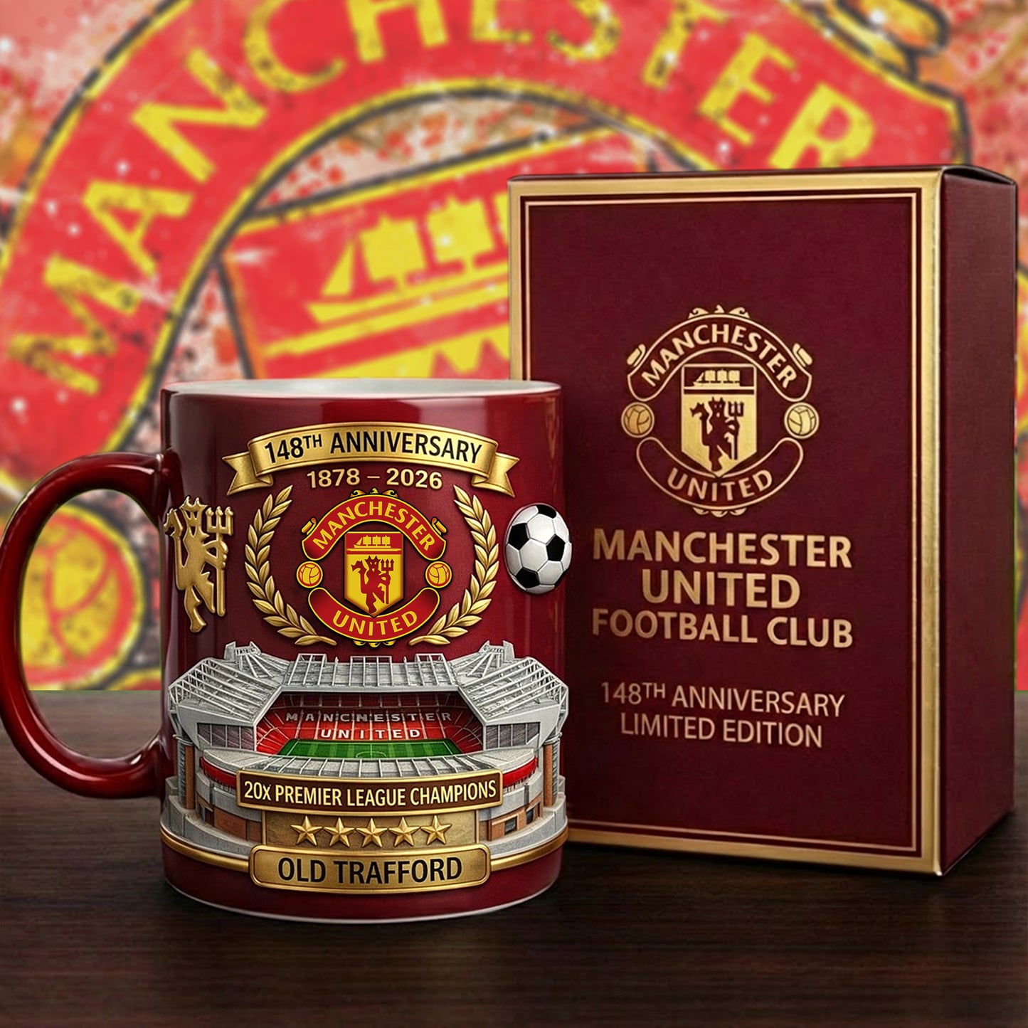 MU FC Champions Accent Mug , Cream Mug Gifts , Holiday Gifts