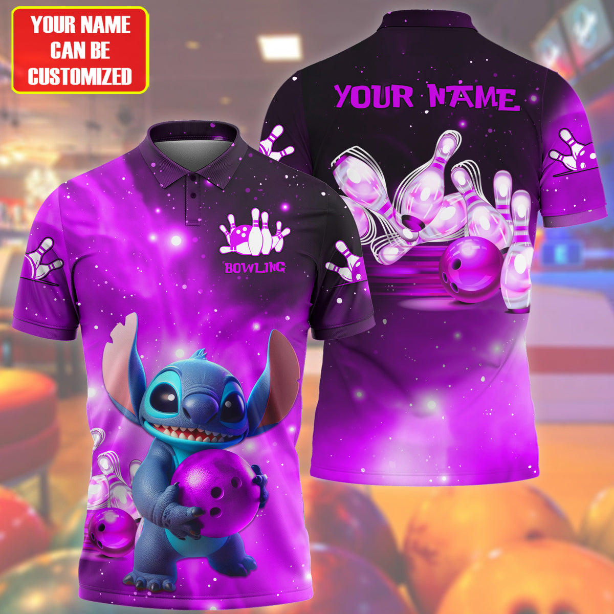 Personalized Name Purple ST Bowling All Over Printed Unisex Shirt Q060502