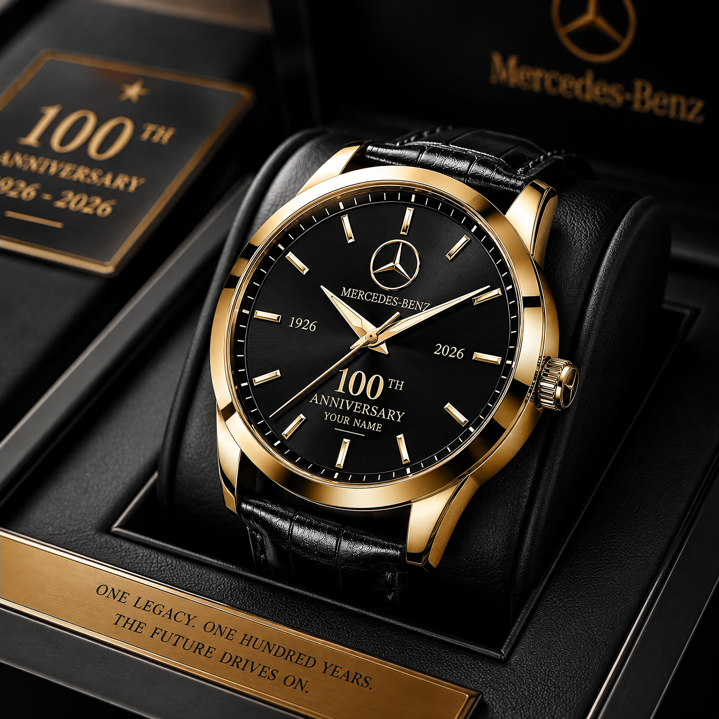 Personalized Merc 100TH Anniversary Leather Strap Watch (1926-2026)