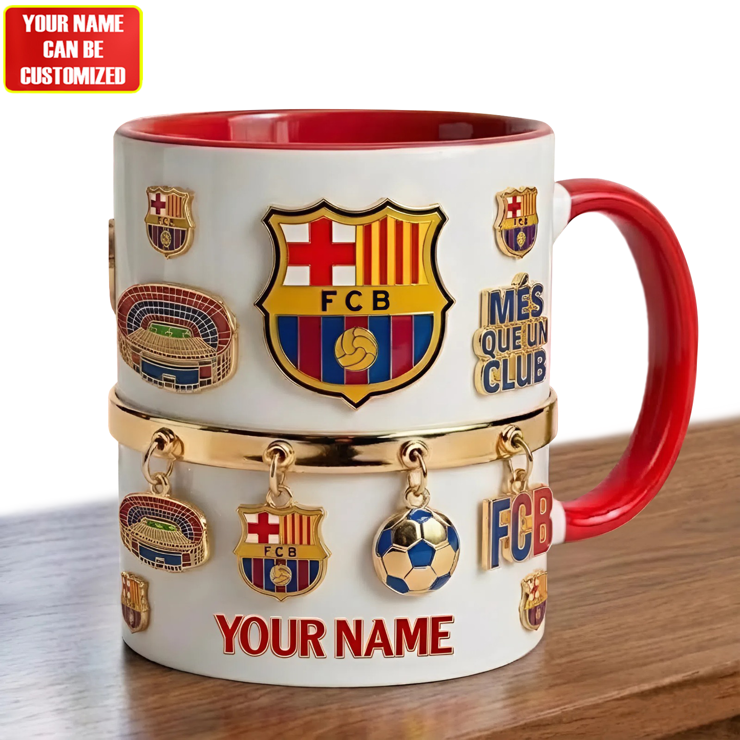Personalized Barca FC Accent Mug , Cream Mug Gifts , Holiday Gifts