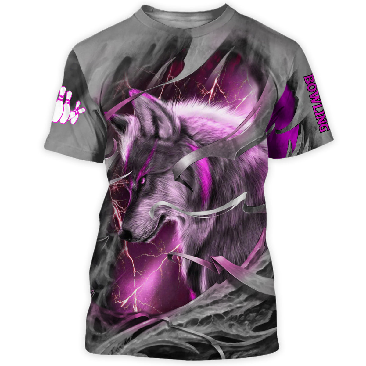 Personalized Name Pink Wolf Bowling All Over Printed Unisex Shirt Q070504
