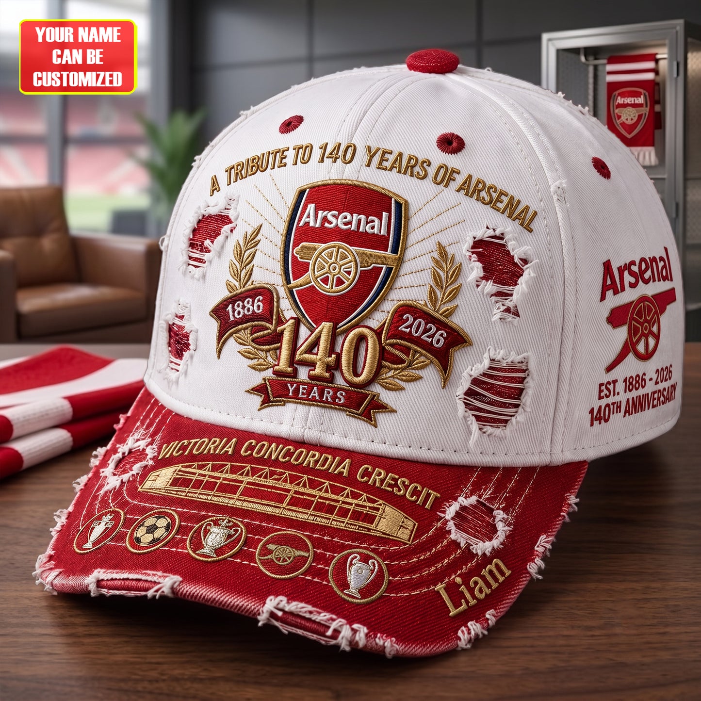 Arsenal FC Celebrate 140 Years Of Legend - Personalized Classic Cap, Gift For Arsenal Fans (1886-2026)