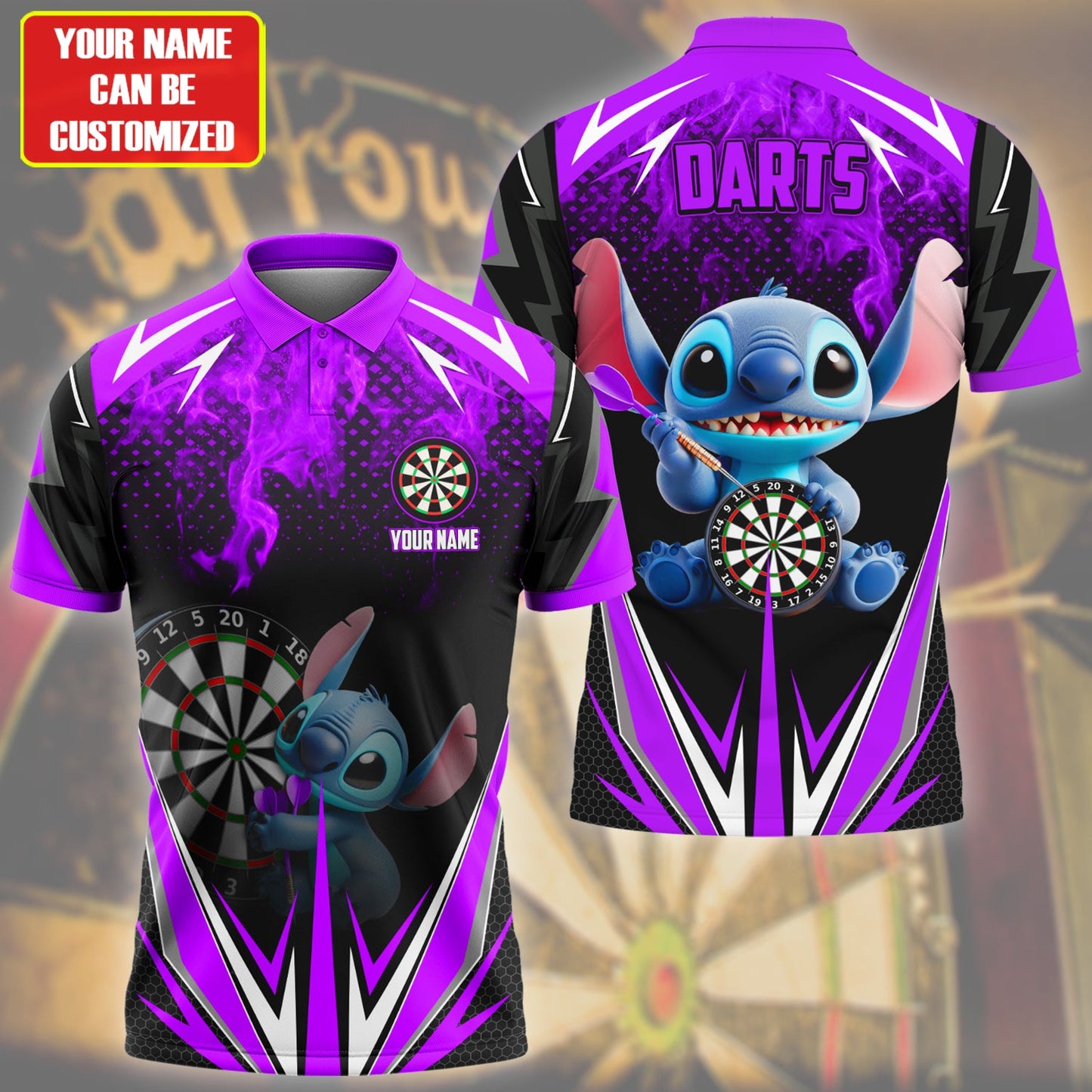 Personalized Name St Darts Fire Purple Version All Over Printed Unisex Shirt Q080303