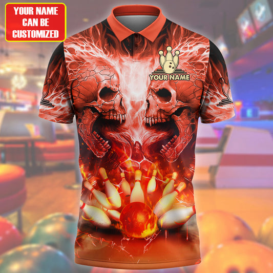 Personalized Name Skull Bowling Red Version All Over Printed Unisex Shirt Q080505