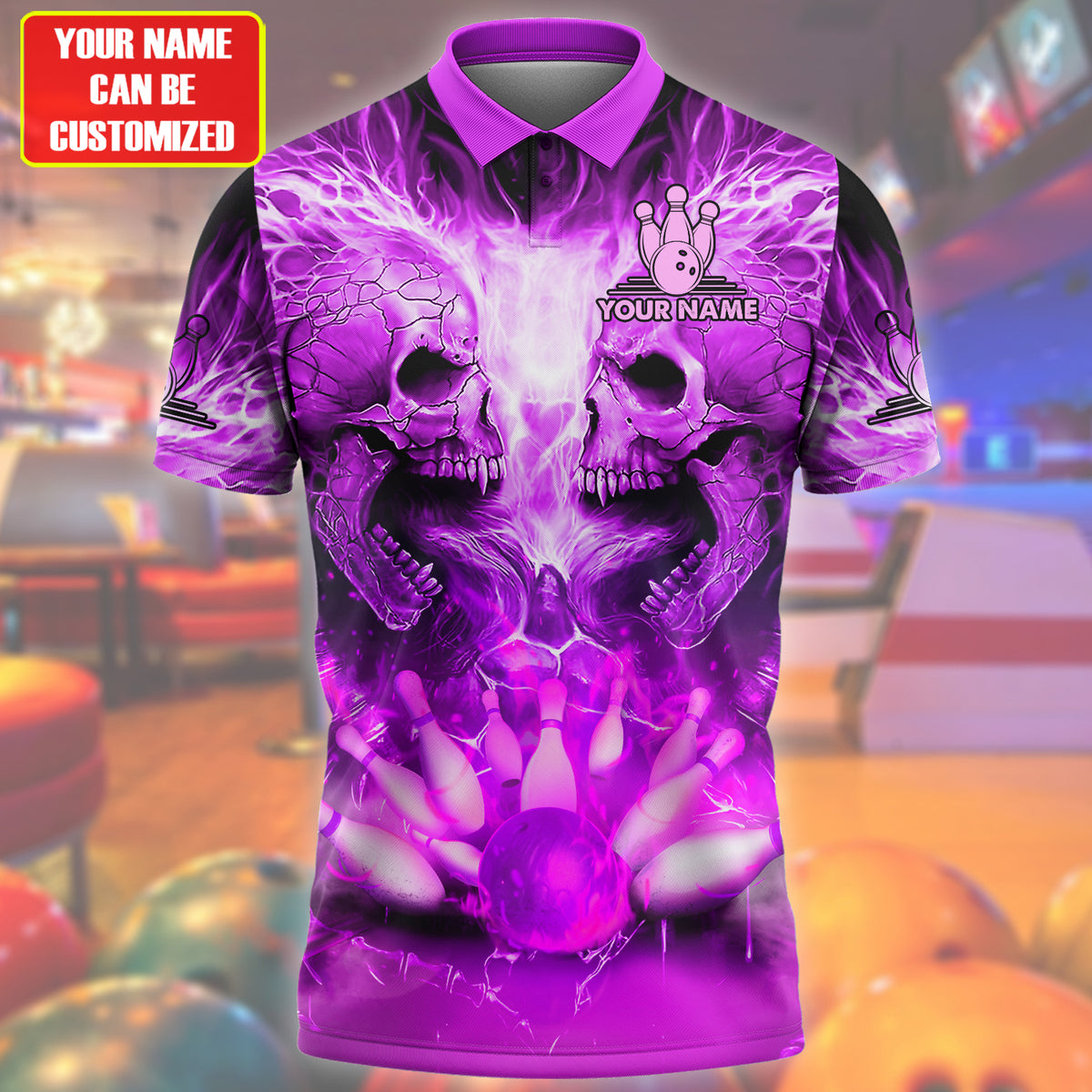 Personalized Name Skull Bowling Blue Version All Over Printed Unisex Shirt Q080505